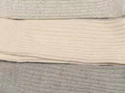 ROTOTO Organic Cotton Daily 3 Pack Ribbed Crew Socks Ecru/Grey 19 ROTOTO Organic Cotton Daily 3 Pack Ribbed Crew Socks Ecru/Grey