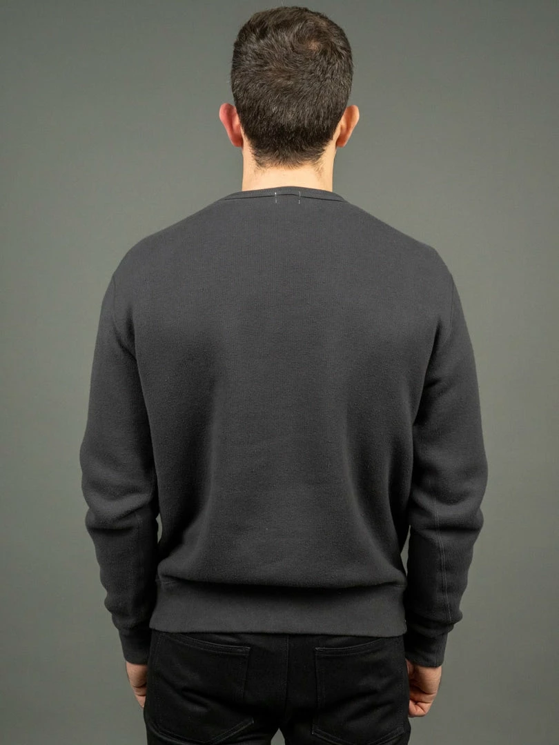 Loop & Weft Tompkins Knit V-Gusset Crewneck Sweatshirt Black 4 Loop & Weft Tompkins Knit V-Gusset Crewneck Sweatshirt Black
