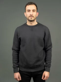 Loop & Weft Tompkins Knit V-Gusset Crewneck Sweatshirt Black