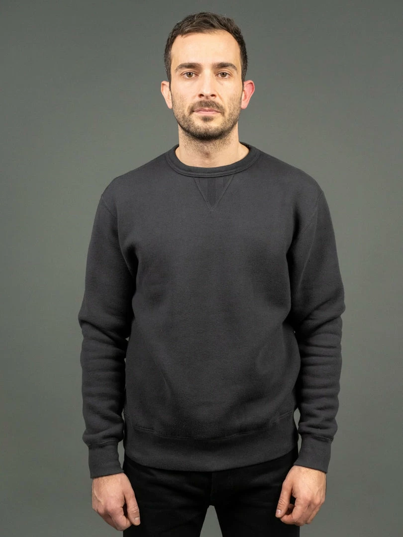 Loop & Weft Tompkins Knit V-Gusset Crewneck Sweatshirt Black 3 Loop & Weft Tompkins Knit V-Gusset Crewneck Sweatshirt Black