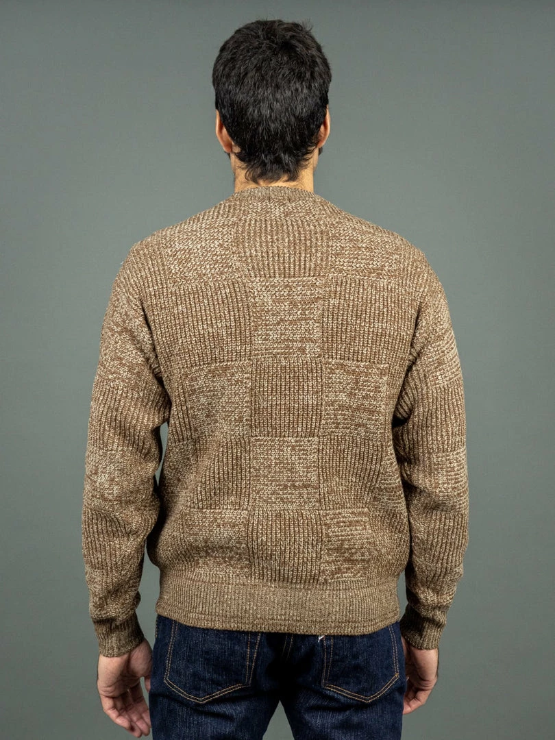 Loop & Weft Merino Super Lamb Switch Panel Crewneck Sweater Mix Brown 4 Loop & Weft Merino Super Lamb Switch Panel Crewneck Sweater Mix Brown