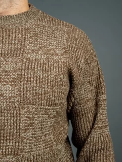 Loop & Weft Merino Super Lamb Switch Panel Crewneck Sweater Mix Brown 26 Loop & Weft Merino Super Lamb Switch Panel Crewneck Sweater Mix Brown