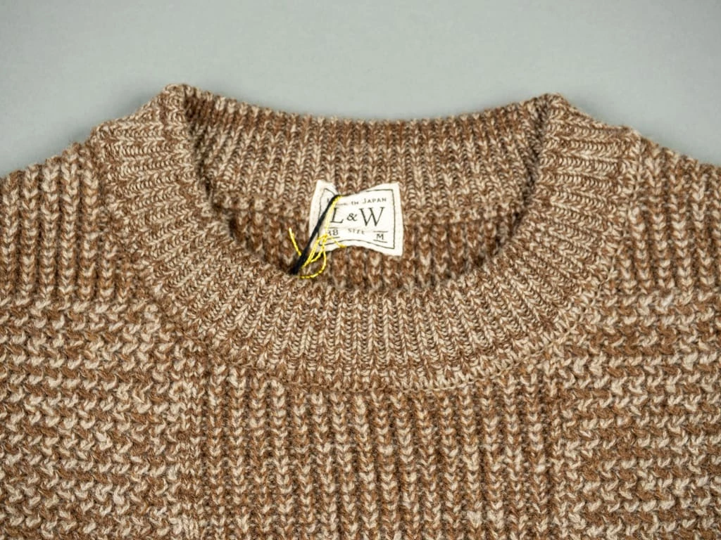 Loop & Weft Merino Super Lamb Switch Panel Crewneck Sweater Mix Brown 11 Loop & Weft Merino Super Lamb Switch Panel Crewneck Sweater Mix Brown