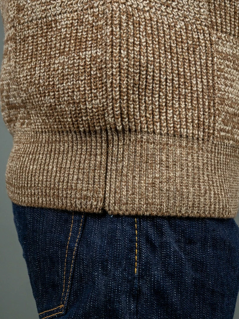Loop & Weft Merino Super Lamb Switch Panel Crewneck Sweater Mix Brown 8 Loop & Weft Merino Super Lamb Switch Panel Crewneck Sweater Mix Brown