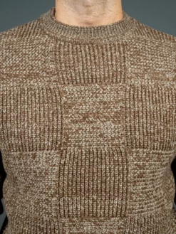 Loop & Weft Merino Super Lamb Switch Panel Crewneck Sweater Mix Brown 25 Loop & Weft Merino Super Lamb Switch Panel Crewneck Sweater Mix Brown