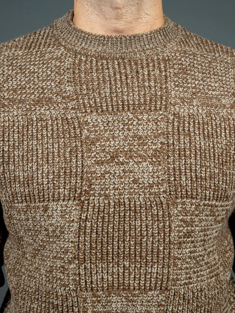 Loop & Weft Merino Super Lamb Switch Panel Crewneck Sweater Mix Brown 6 Loop & Weft Merino Super Lamb Switch Panel Crewneck Sweater Mix Brown