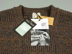 Loop & Weft Merino Super Lamb Switch Panel Crewneck Sweater Deep Clay Brown 46 Loop & Weft Merino Super Lamb Switch Panel Crewneck Sweater Deep Clay Brown