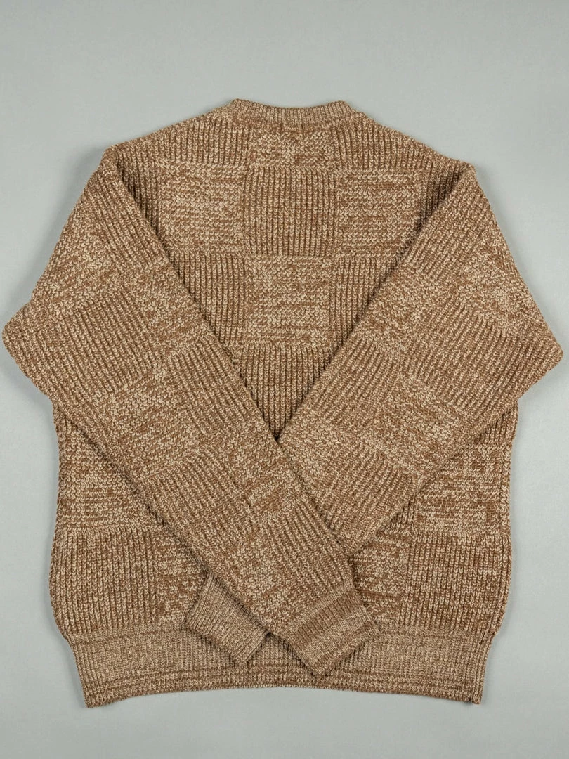 Loop & Weft Merino Super Lamb Switch Panel Crewneck Sweater Mix Brown 10 Loop & Weft Merino Super Lamb Switch Panel Crewneck Sweater Mix Brown