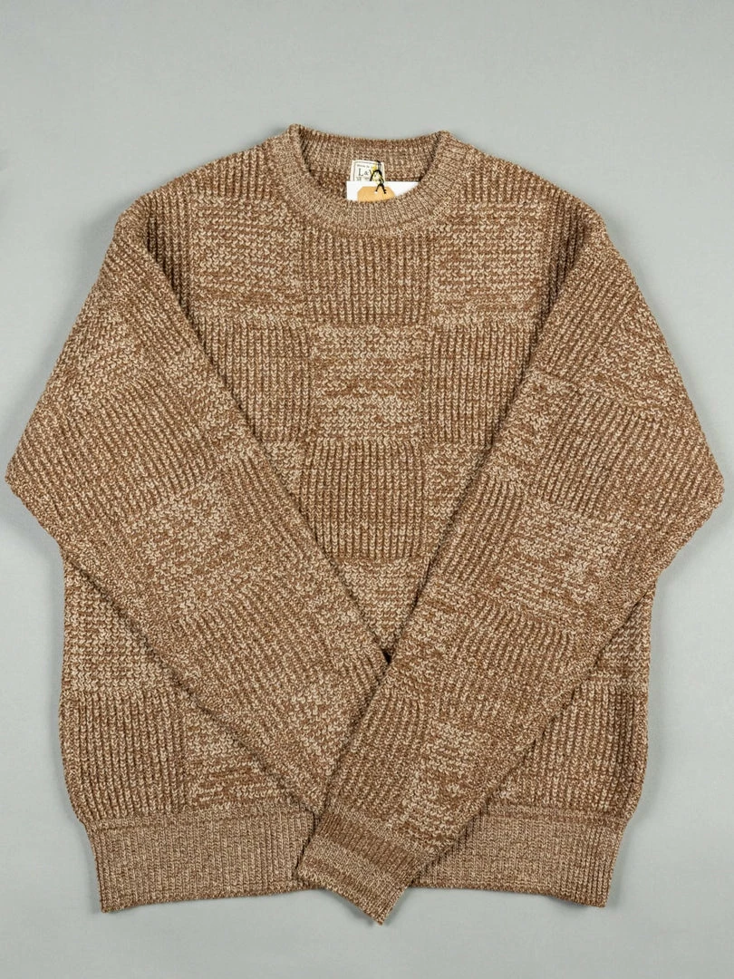 Loop & Weft Merino Super Lamb Switch Panel Crewneck Sweater Mix Brown 9 Loop & Weft Merino Super Lamb Switch Panel Crewneck Sweater Mix Brown