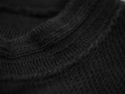 Loop & Weft Fine Aran Honeycomb Henley Neck Thermal Royal Black