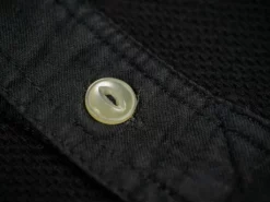 Loop & Weft Fine Aran Honeycomb Henley Neck Thermal Royal Black