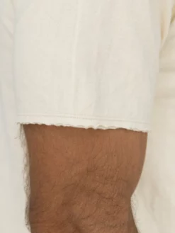 Loop & Weft Dual Layered Knit Raw Edge Pocket Crewneck T-Shirt Vintage Ivory NEW ARRIVALS