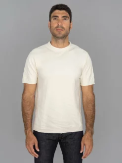 NEW ARRIVALS Loop & Weft Dual Layered Knit Raw Edge Crewneck T-Shirt Vintage Ivory