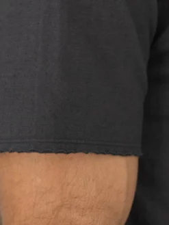 Loop & Weft Dual Layered Knit Raw Edge Crewneck T-Shirt Antique Black NEW ARRIVALS