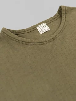 Loop & Weft Dual Layered Knit Raw Edge Pocket Crewneck T-Shirt Army Olive