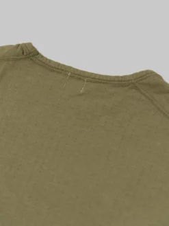 Loop & Weft Dual Layered Knit Raw Edge Pocket Crewneck T-Shirt Army Olive
