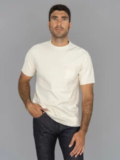 Loop & Weft Dual Layered Knit Raw Edge Pocket Crewneck T-Shirt Vintage Ivory NEW ARRIVALS