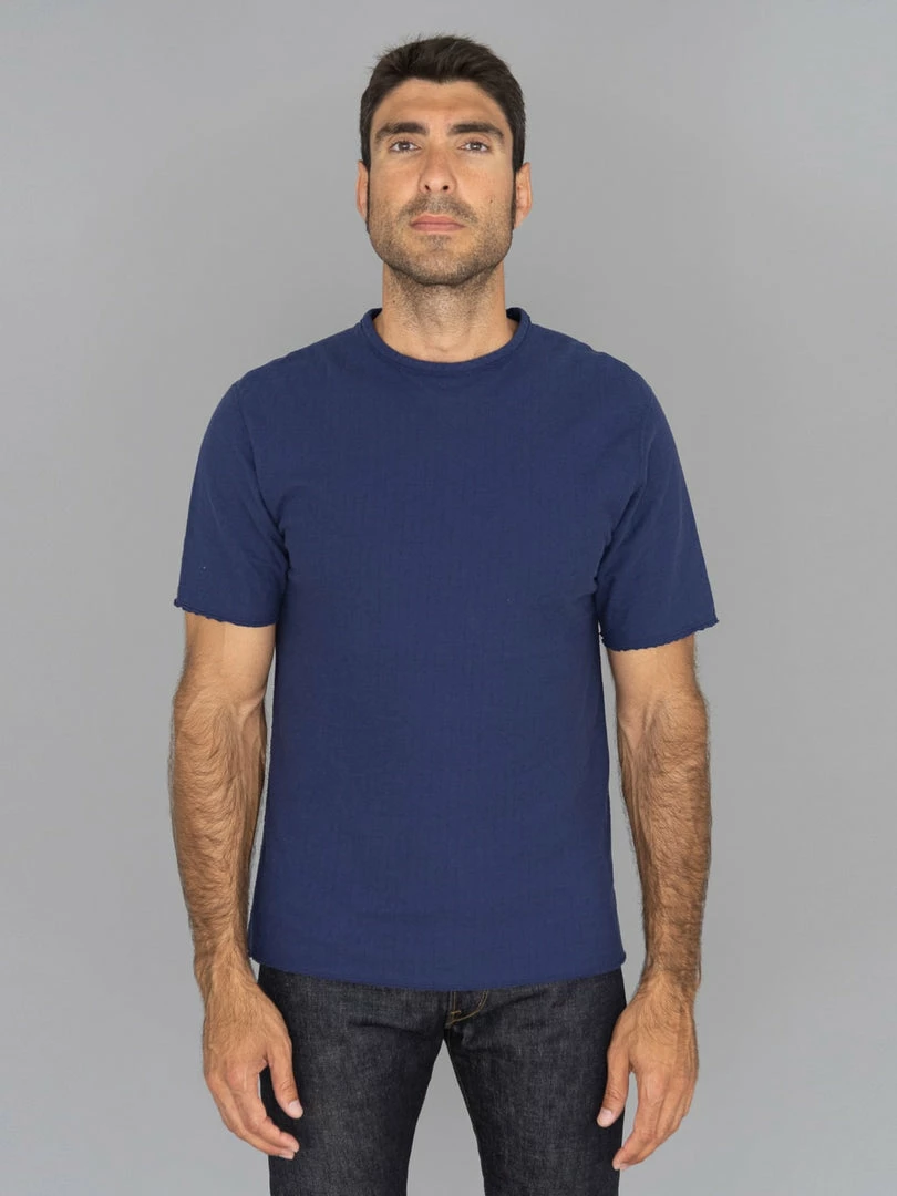 Loop & Weft Dual Layered Knit Raw Edge Crewneck T-Shirt French Navy Blue NEW ARRIVALS 3 Loop & Weft Dual Layered Knit Raw Edge Crewneck T-Shirt French Navy Blue NEW ARRIVALS