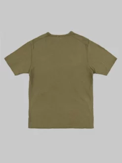 Loop & Weft Dual Layered Knit Raw Edge Pocket Crewneck T-Shirt Army Olive