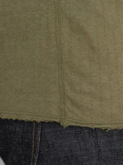 Loop & Weft Dual Layered Knit Raw Edge Pocket Crewneck T-Shirt Army Olive