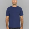 Loop & Weft Dual Layered Knit Raw Edge Pocket Crewneck T-Shirt French Navy Blue