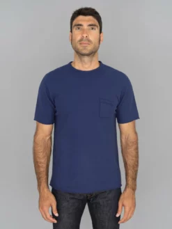 Loop & Weft Dual Layered Knit Raw Edge Pocket Crewneck T-Shirt French Navy Blue