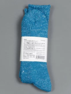 Nishiguchi Kutsushita Hemp Cotton Ribbed Socks Ocean Blue