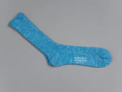 Nishiguchi Kutsushita Hemp Cotton Ribbed Socks Ocean Blue