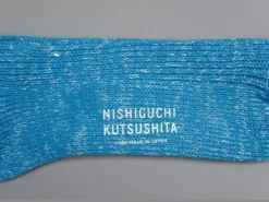 Nishiguchi Kutsushita Hemp Cotton Ribbed Socks Ocean Blue