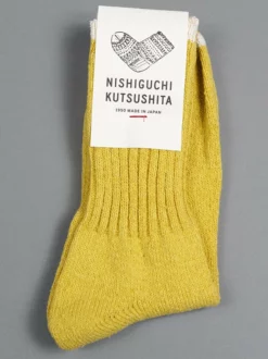 Nishiguchi Kutsushita Silk Cotton Socks Beer Yellow