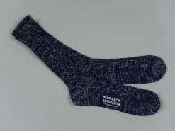 Nishiguchi Kutsushita Hemp Cotton Ribbed Socks Midnight