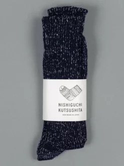Nishiguchi Kutsushita Hemp Cotton Ribbed Socks Midnight