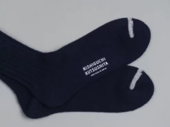 Nishiguchi Kutsushita Wool Ribbed Socks Navy