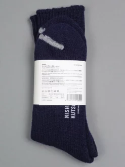 Nishiguchi Kutsushita Wool Ribbed Socks Navy