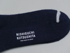Nishiguchi Kutsushita Wool Ribbed Socks Navy
