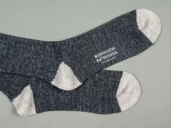 Nishiguchi Kutsushita Recycled Cotton Ribbed Socks Charcoal 17 Nishiguchi Kutsushita Recycled Cotton Ribbed Socks Charcoal