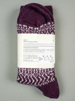 Nishiguchi Kutsushita Wool Jacquard Socks Good Purple