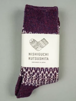 Nishiguchi Kutsushita Wool Jacquard Socks Good Purple