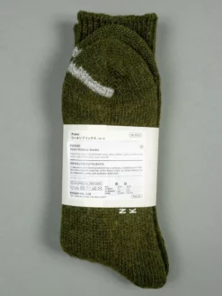 Nishiguchi Kutsushita Wool Ribbed Socks Khaki