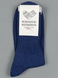Nishiguchi Kutsushita Silk Cotton Socks Deep Blue