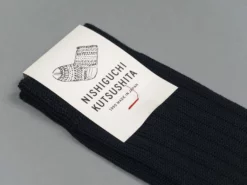 Nishiguchi Kutsushita Egyptian Cotton Ribbed Socks Black