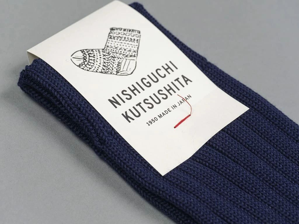 Nishiguchi Kutsushita Egyptian Cotton Ribbed Navy 7 Nishiguchi Kutsushita Egyptian Cotton Ribbed Navy