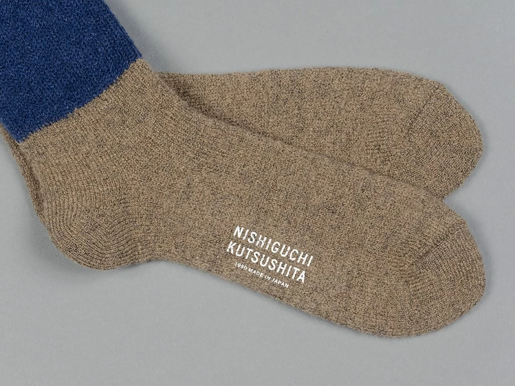 Nishiguchi Kutsushita Mohair Wool Pile Socks Navy 7 Nishiguchi Kutsushita Mohair Wool Pile Socks Navy
