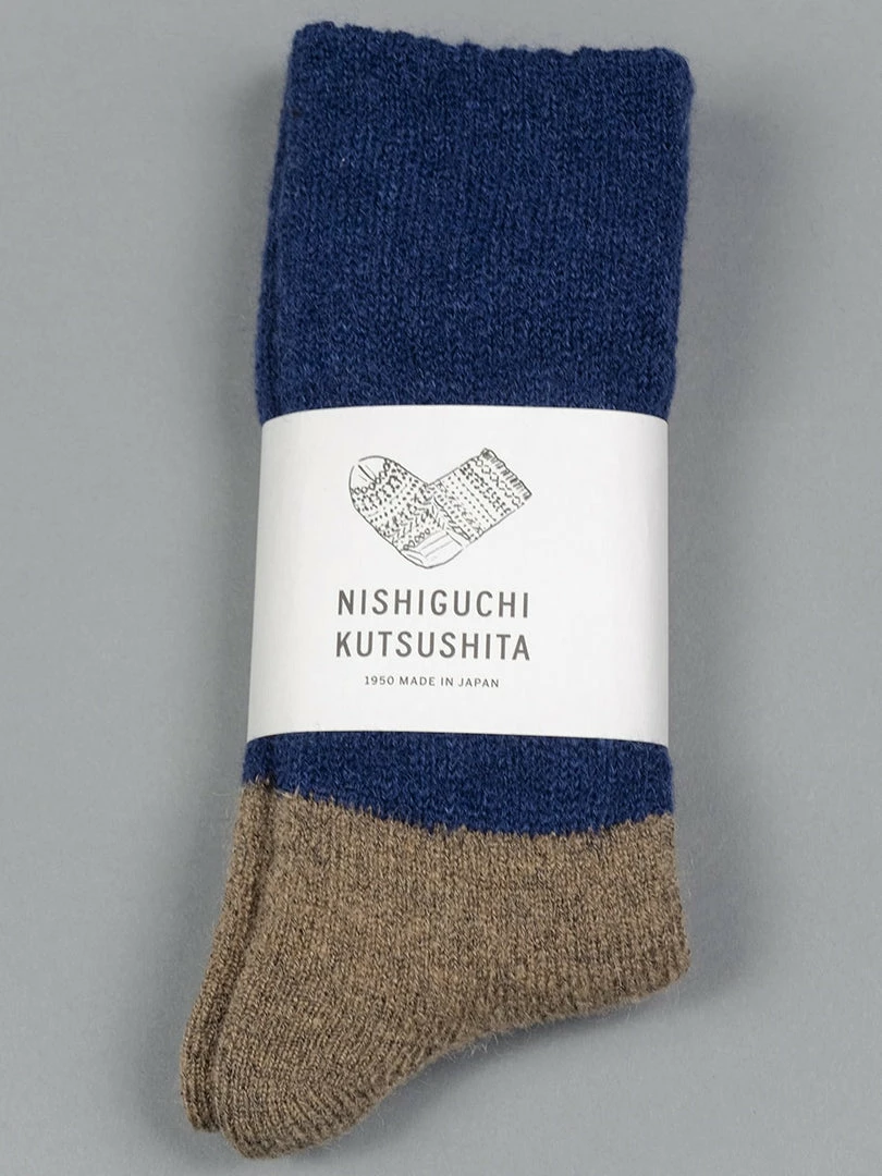 Nishiguchi Kutsushita Mohair Wool Pile Socks Navy 3 Nishiguchi Kutsushita Mohair Wool Pile Socks Navy
