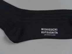 Nishiguchi Kutsushita Egyptian Cotton Ribbed Socks Black