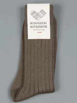 Nishiguchi Kutsushita Egyptian Cotton Ribbed Chocolate Milk