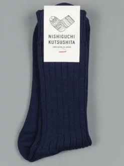 Nishiguchi Kutsushita Egyptian Cotton Ribbed Navy