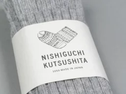 Nishiguchi Kutsushita Wool Ribbed Socks Light Grey