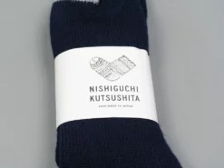 Nishiguchi Kutsushita Wool Ribbed Socks Navy