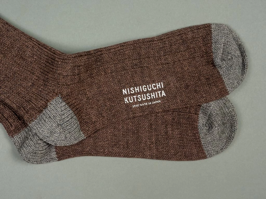 Nishiguchi Kutsushita Recycled Cotton Ribbed Socks Brown 7 Nishiguchi Kutsushita Recycled Cotton Ribbed Socks Brown